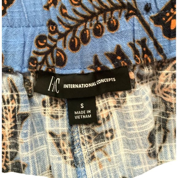 INC Intl Womens Size S Blue Print Pants Side Zip Wide Leg Pleated front HIse Ris - Picture 4 of 4